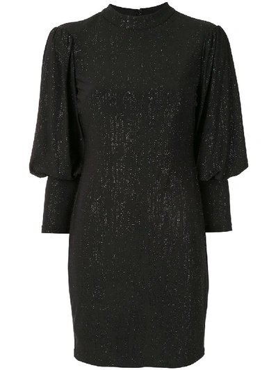 Aidan Mattox Glitter Bell-sleeve Dress In Black