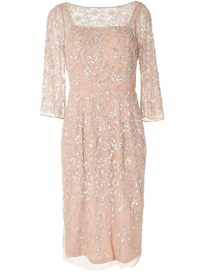 Aidan Mattox Embellished Midi Dress In Pink