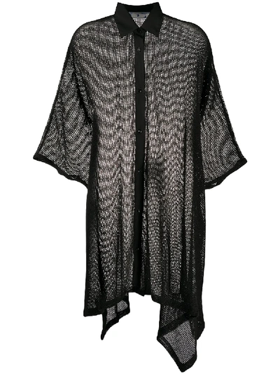 Off-white Mesh Cape Dress In Black Blue