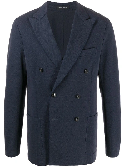 Frankie Morello Double-breasted Blazer In Blue