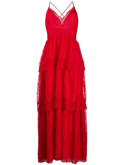 Ermanno Ermanno Frilled Lace Dress In Red