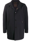 Moorer Back Slit Single-breasted Coat In Blue