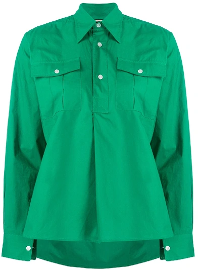 Plan C Plain Long Sleeve Shirt In Green