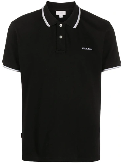 Woolrich Logo Polo Shirt In Black