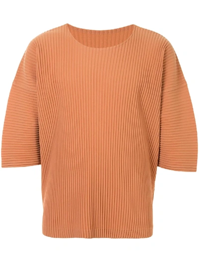 Issey Miyake Relaxed Pleated T-shirt In Orange