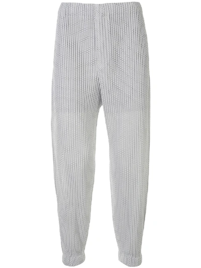 Issey Miyake Drawstring Pleated Trousers In White