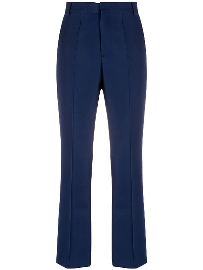 Plan C Tailored Straight Leg Trousers In Blue