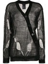 ANN DEMEULEMEESTER DISTRESSED ASYMMETRIC CARDIGAN