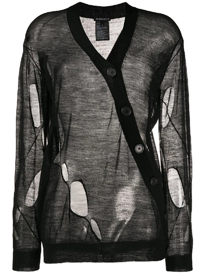 Ann Demeulemeester Black Wool Asymmetric Cardigan In 099 Black