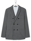 Emporio Armani Teen Double Breasted Blazer In Grey