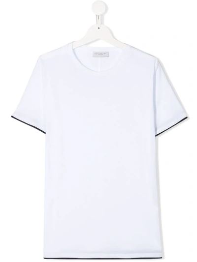 Paolo Pecora Kids' Crew Neck Contrast Trim T-shirt In White