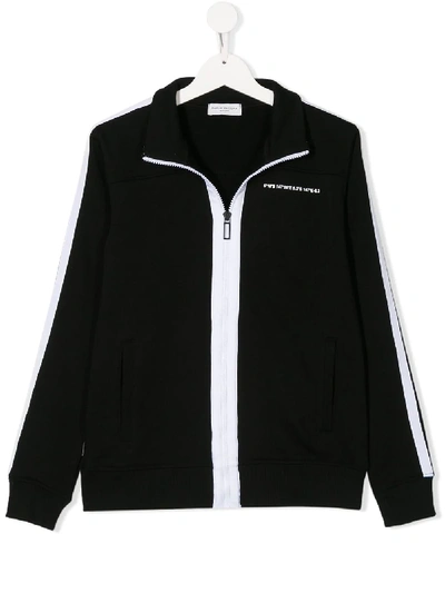 Paolo Pecora Teen Contrast-trim Zip-through Jacket In Black
