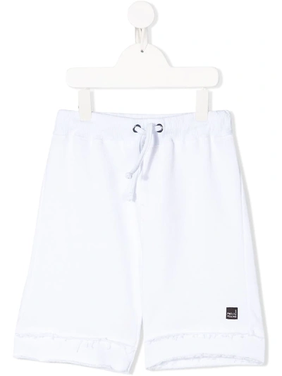 Paolo Pecora Kids' Raw-edge Track Shorts In White