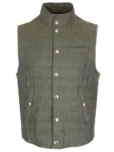 Brunello Cucinelli Button Up Down Gilet In Green