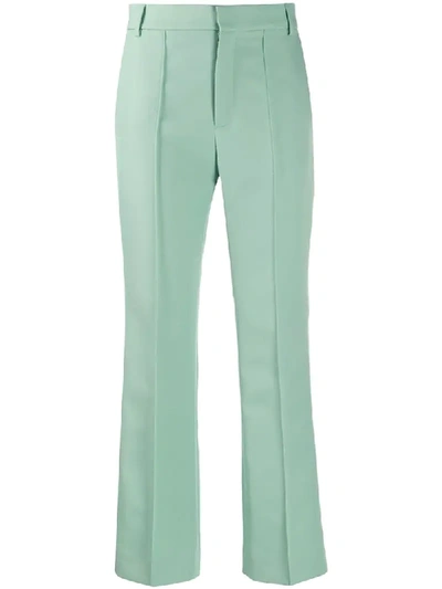 Plan C Tailored Wide-leg Trousers In Green