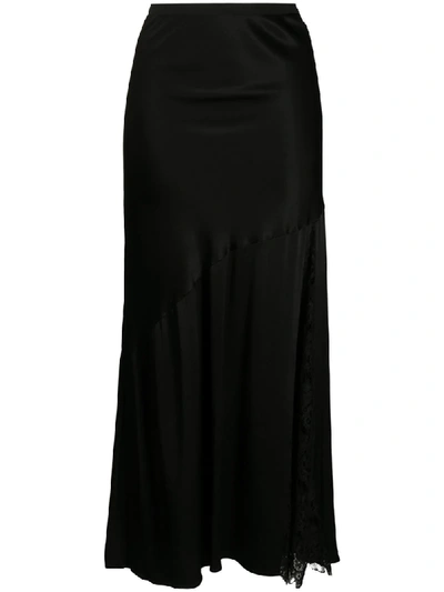 Gold Hawk Asymmetric Lace Panel Skirt In Black