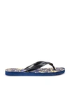 VERSACE JEANS COUTURE BLUE BAROQUE PRINT FLIP FLOPS