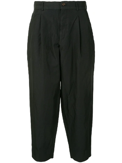 Comme Des Garçons Homme Deux Cropped Tapered-leg Trousers In Black