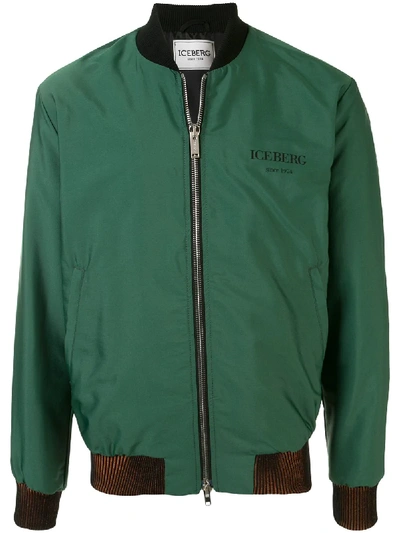 Iceberg Zipped-up Bomber Jacket In Green