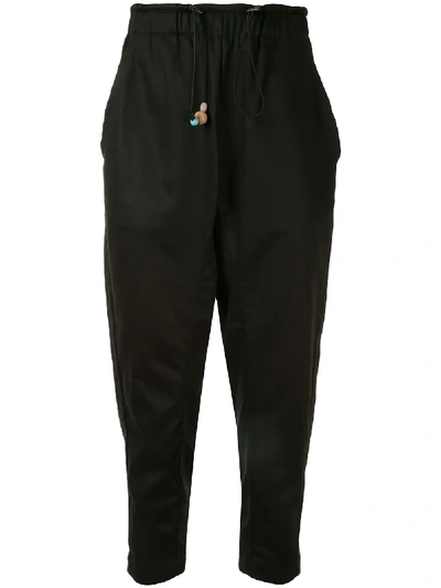 Corelate Drawstring Waist Trousers In Black