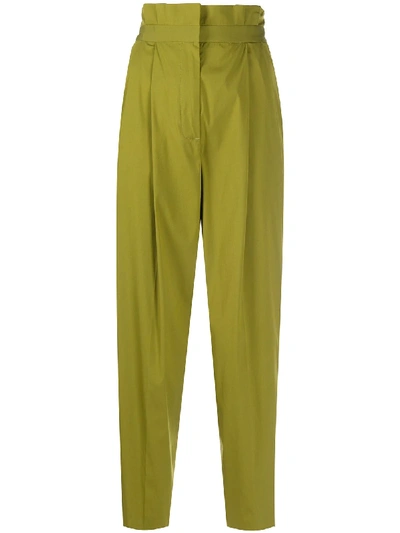 Pt01 High-waisted Pleated Trousers In Green