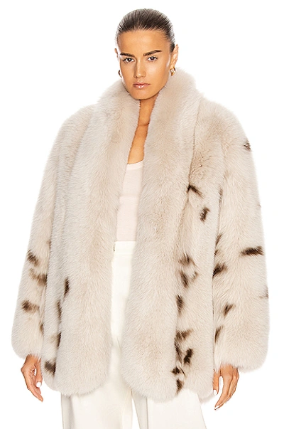 Saint Laurent Fur Coat In Cream