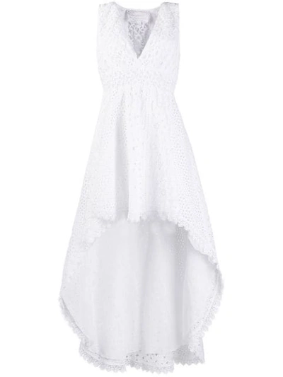 Temptation Positano Asymmetric Embroidered Dress In White