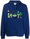 Lacoste Long Sleeve Printed Logo Hoodie In Blue