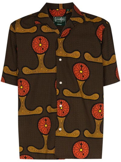 Gitman Vintage Y'all Know The Time Printed Cotton Shirt In Brown