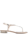 Casadei Snakeskin Effect Flat Sandals In Brown