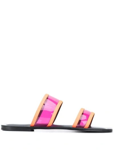 Pollini Sheer Strap Sliders In Black