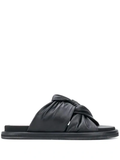 Santoni Draped Strap Sandals In Black