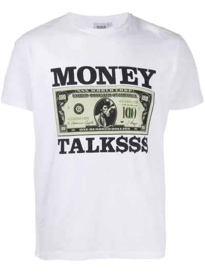 Sss World Corp Crew Neck Money Talks Print T-shirt In White