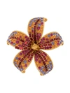 Versace Crystal Flower Brooch In Gold