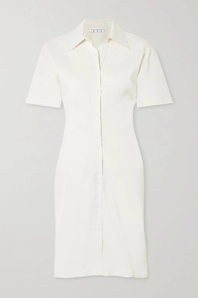 Off-white Linen-blend Twill Mini Shirt Dress In White