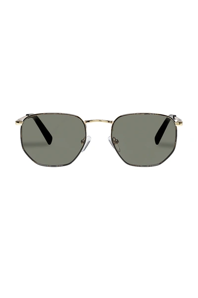 Le Specs Alto Hexagonal-frame Sunglasses In Gold Black Khaki Mono