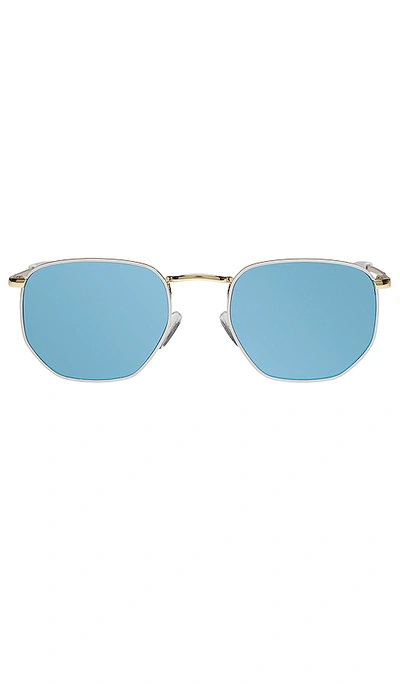 Le Specs Alto 太阳镜 – Gold  White & Blue Mirror In Gold  White & Blue Mirror