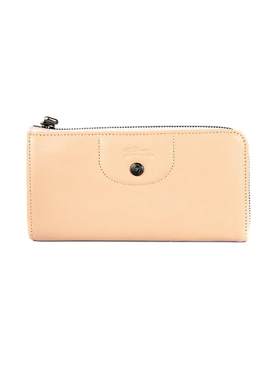 Longchamp Le Pliage Cuir Leather Zip-around Wallet In Powder