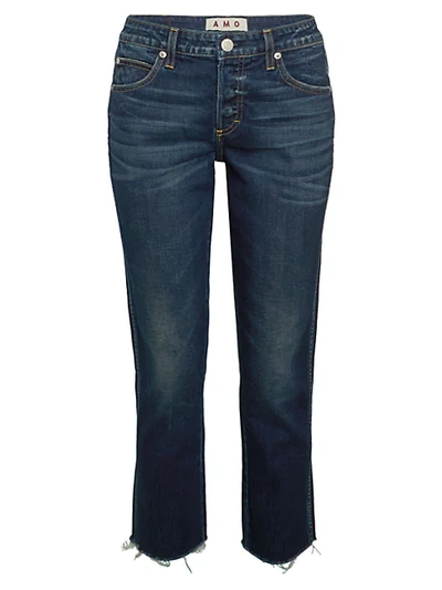 Amo Tomboy Frayed-hem Cropped Jeans In True Blue