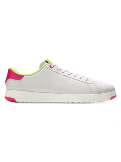 Cole Haan Grandpro Neon Leather Sneakers In Optic White
