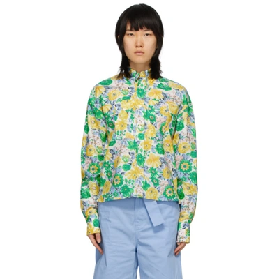 Plan C Floral Print Duchesse Overshirt In Multicolor