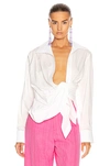Jacquemus La Chemise Bahia Knotted Cotton Shirt In White