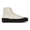 JIL SANDER OFF-WHITE CANVAS HIGH-TOP SNEAKERS