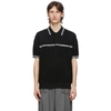 BURBERRY BURBERRY BLACK WOOL PIQUE LOGO STRIPE POLO