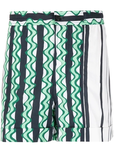 Neil Barrett Striped Cupro & Cotton Poplin Shorts In Multicolor