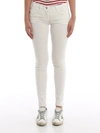 PATRIZIA PEPE JEGGINGS WITH EMBROIDERED POCKET IN WHITE