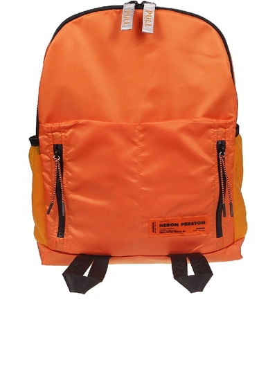 Heron Preston Contrasting Zip Backpack In Orange