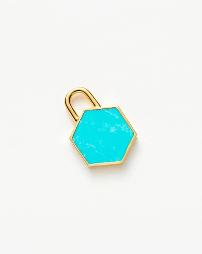 Missoma Hexagonal 18ct Yellow Gold-plated Vermeil And Turquoise Clip-on Pendant In Blue/gold