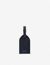 Smythson Panama Leather Luggage Tag In Navy