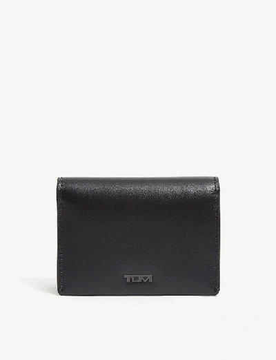 Tumi Leather Card Case In Black Smooth